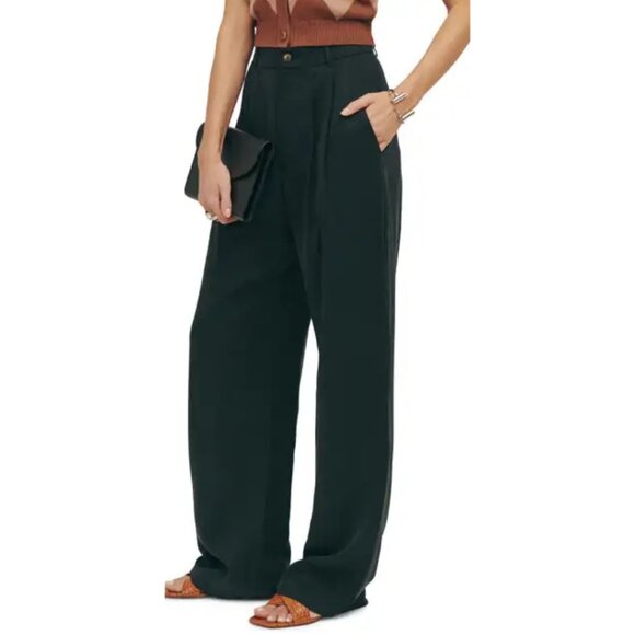 Reformation Mason High Waist Wide Leg Pants Black Size 4 - Picture 2 of 8